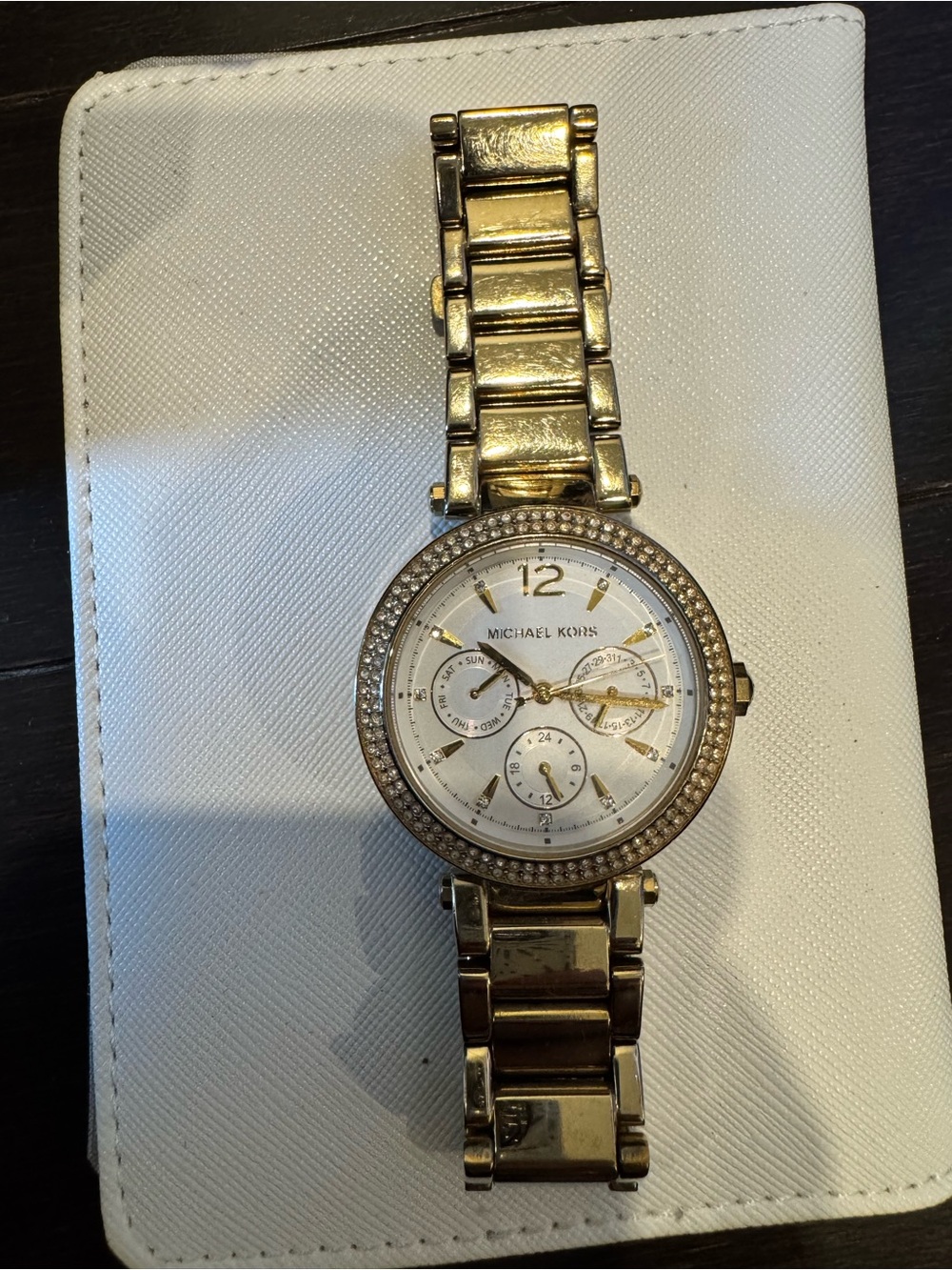 Michael Kors Gold and White Crystal Accent Women's Bracelet Watch